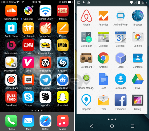 Android iOS App Drawer